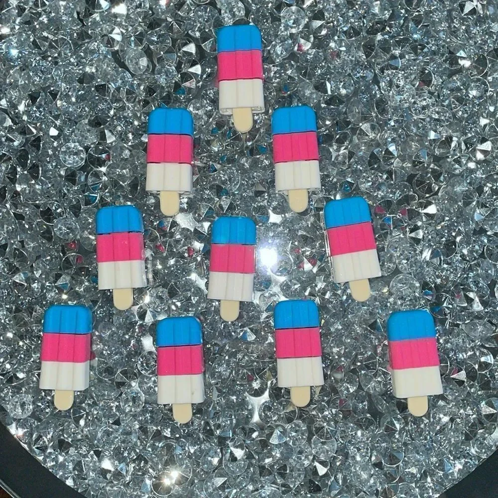 3/$15 New Eccolo set of 10 pink white blue erasers in the shape of popsicles